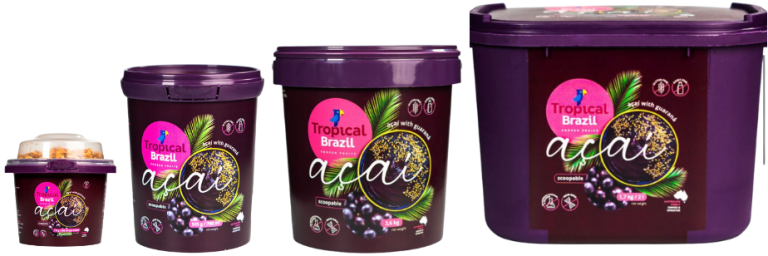 Acai with Guarana (acai Cream 20g Granola) 70g/200ml and Acai with Guarana 1.7kg/2L, 3.6kg, 595g/700ml