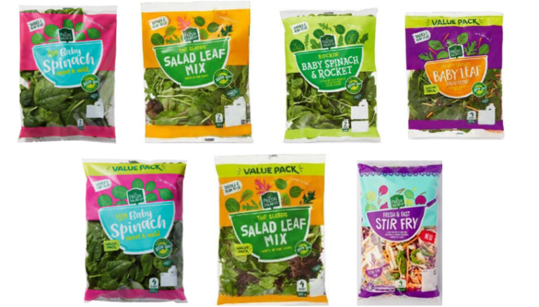 ALDI - Fresh Salad Co - Baby Spinach, Fresh & Fast Stir Fry, Baby Spinach & Rocket, Leaf Mix and Leaf Salad Blend
