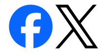 Logos of facebook and X social media platforms.